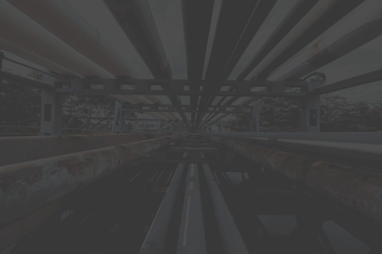 View under a network of pipelines